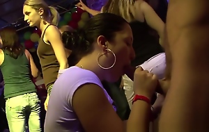Dumb unskilled girls sucking cock in the disco