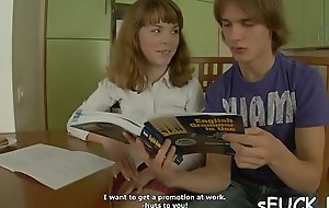Powered teen slut decided to tap her join up for studying