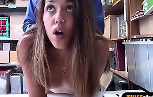 Hot latina legal age teenager thief got caught and fucked on cctv