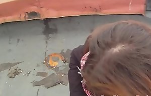 Real legal age teenager pounded on a rooftop POV climate