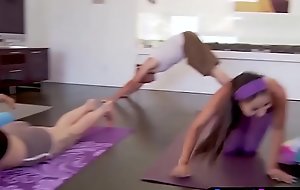 Naughty yoga boxing-match with bisexual girlhood and beamy dongs