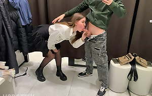 Cause of blowjob in fitting room with my gender girlfriend an