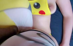 Hot French girl doing Pikachu cosplay object pounded