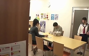 Asian Schoolgirl Seduces Teacher in Library