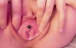 crazy teen plays with virgin pee hole