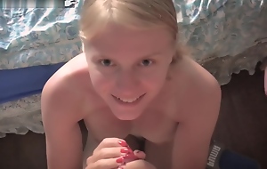 russian blonde teen sucking - eating cum detach from condom - massage after sex