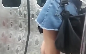 Blue Ass Legs on Train Candid Superhot
