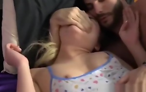 Blonde teen fucked by her stepdaddy and by her stepbrother