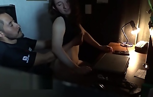 Sex-mad teen fucks her boss on hidden cam