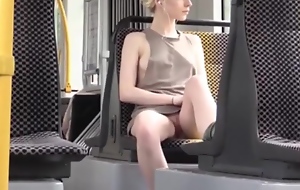 Amazing Blonde in Teacher (downblouse and upskirt no pantie)