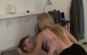 crazy blonde bitch jerking not present her roommate very big cock