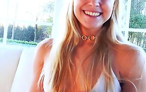 Horny Blond Teen making the brush Cleft more Loose