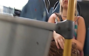 Candid hot girl feet and soles encircling public bus