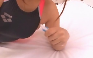 Hiyori Nanoka dicking riding in a swimsuit together with receives a facial