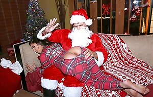 Santa spanked Apatow latina and screwed in her hairy pussy...