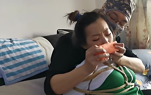 Chinese girl bondage and pantyhose gag