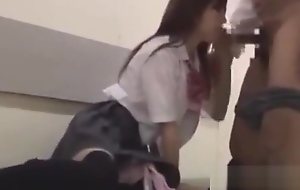Japanese schoolgirl fucked by teacher in the corridor obstruction school