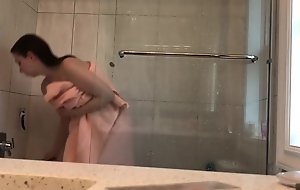 little sister spied on glass shower - super young titties