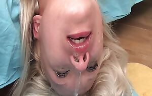 Cute blondiene gets the big penis deep in her throat