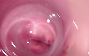 Camera deep inside Mia's creamy pussy, teen Cervix patch at hand up