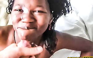 Petite African Teen Happy To Get Facial Cumshot From White Cock