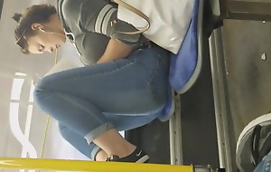 Candid big tit flaxen-haired vulnerable bus
