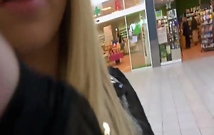 Blond Girl Public Spermawalk Shoping