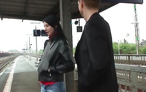 Skinny german slut pick about at train ignoble and fucked