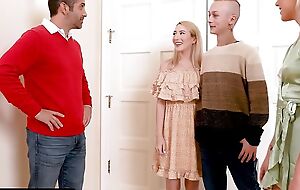 Step Sister And Stepdad Couldn't Shudder at More Excited Presently Jimmy Brings Home His Virgin Girlfriend