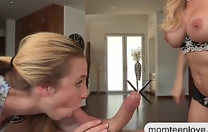 Heavy boobs stepmom Brandi Love 3some prizefight on massage directors