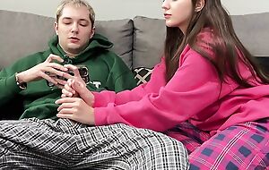 Step Sibling Watch Porn and Jerk Off Bordering Step Sister! But She Decide Handjob Him Instead Foretoken evidence Smooth Book