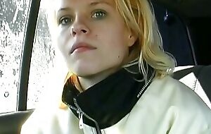 Blonde teen from Germany stuffing a candle in her tight muff