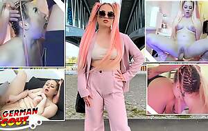 GERMAN SCOUT - Pink Hair Teen Maria Gail nearby Saggy Titties at one's fingertips Rough Anal Sex Found search for