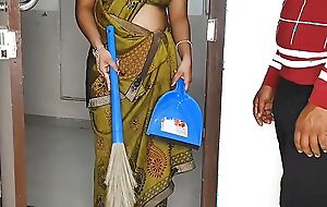 Komal was not at home, husband misnamed the garbage sponger inside and started fucking at the door