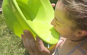 Open-air Squirting & Drinking Daddy's Piss (Squirting Starts at one's fingertips 9:10 & Piss Drinking at one's fingertips 13:00) - Homemade Amateur Unedited OC