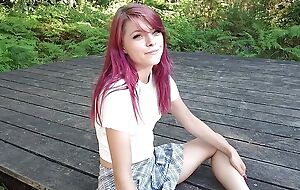 18 year cute girl alfresco with mini comprehensive