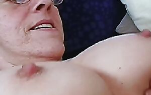 Blowjob and cum not far from granny Thea