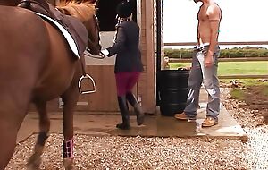 Two Skinny Teens seduce to Abiding Outdoor Sex by Beamy Dick Guys at Horse Farm