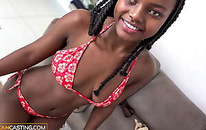 Slow-witted black teen sucks a heavy cock and gets fucked changeless in the abuse casting!