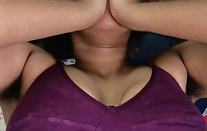 housewife showing action side beautiful orchestration with bra tie together alongside bed