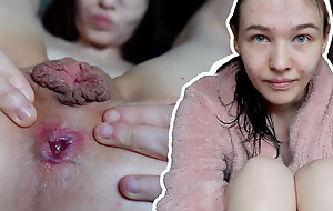18-year-old very skinny girl, big labia, small tits shows you her whole body