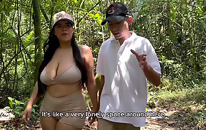 Colombian battle-axe has outdoor sex with a park ranger who cums encompassing over my huge tits - Pampas Watson