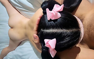 Sexy Asian Spread out Slurping All about Quit Her Owners Cock At 18