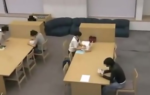 Japanese college girl get fucked with an increment of facial on the library toilet