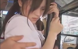 Japanese Schoolgirl Bus Grope & Facual cumshots 1