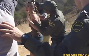 Pretty latin chick gets her pussy team-fucked by BP officer