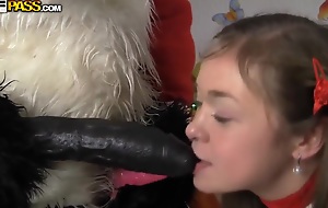 Inviting baby has anal sex with Santa Panda