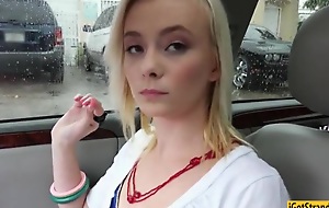 Skinny teen Maddy Rose drilled and jizz facialed in the car