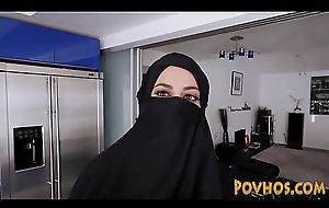 Muslim busty slut pov engulfing and riding cock in burka