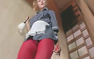 beautiful maid with hairy cunt masturbating exceeding the stairs